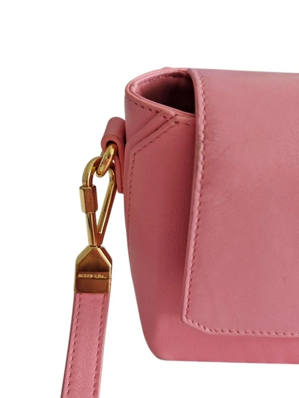 Times Arrow Pink Leather Crossbody Bag with Gold Hardware